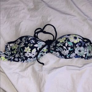 Navy blue floral bikini top